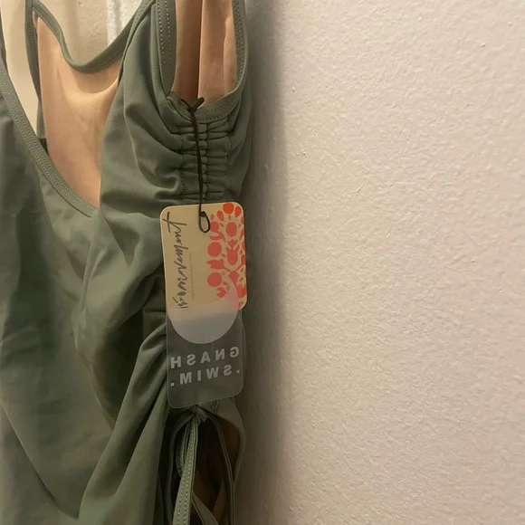 FP Movement Gnash Swim Sage Green One Piece Swimsuit with Adjustable Side Ties - Picture 6 of 7